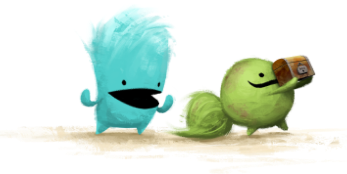 blue and green monsters